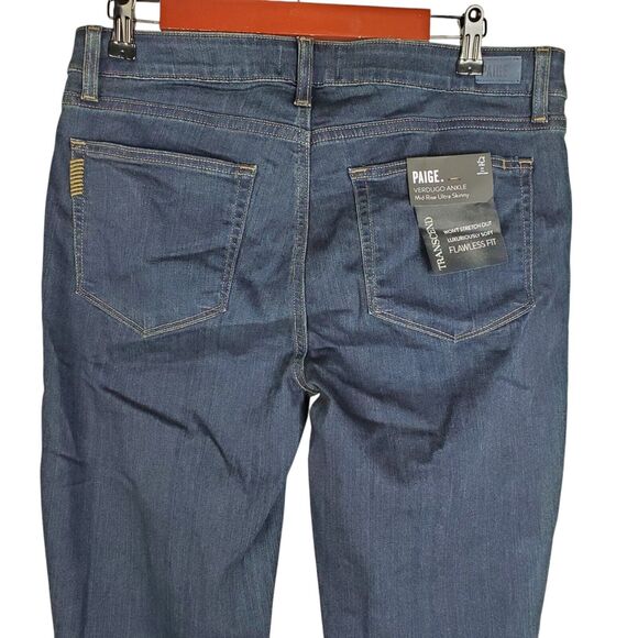 NEW Paige Verdugo Ankle Jean Sz 31 Blue Dark Wash Stretch Transcend Skinny Denim - Picture 7 of 14